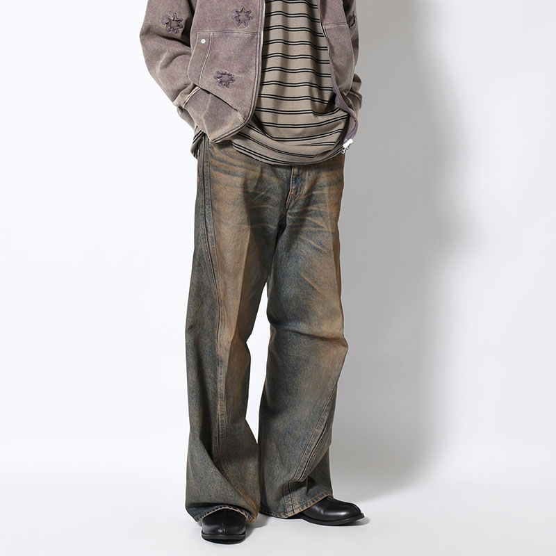 3D TWISTED WIDE LEG JEANS MUD FADED -2.COLOR-
