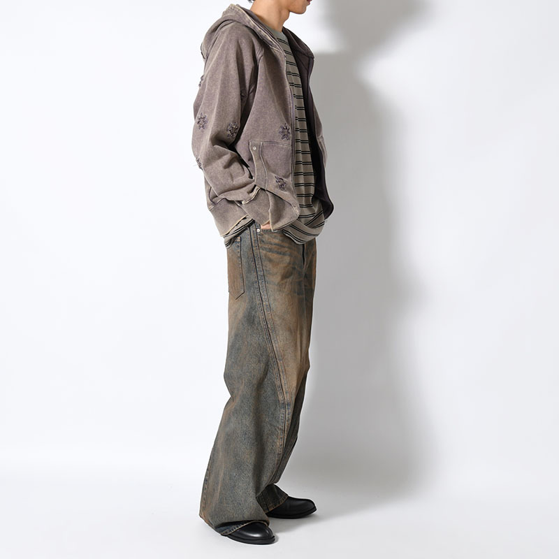 3D TWISTED WIDE LEG JEANS MUD FADED -2.COLOR-