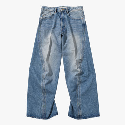 3D TWISTED WIDE LEG JEANS -VINTAGE FADED INDIGO-