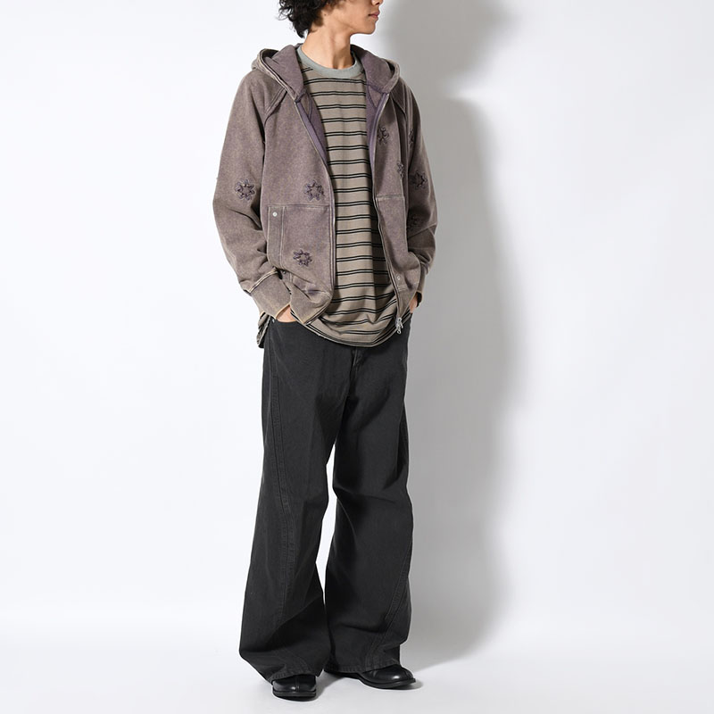 3D TWISTED WIDE LEG JEANS BLACK DENIM -2.COLOR-