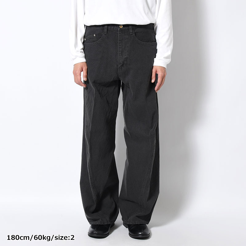 3D TWISTED WIDE LEG JEANS BLACK DENIM -2.COLOR-