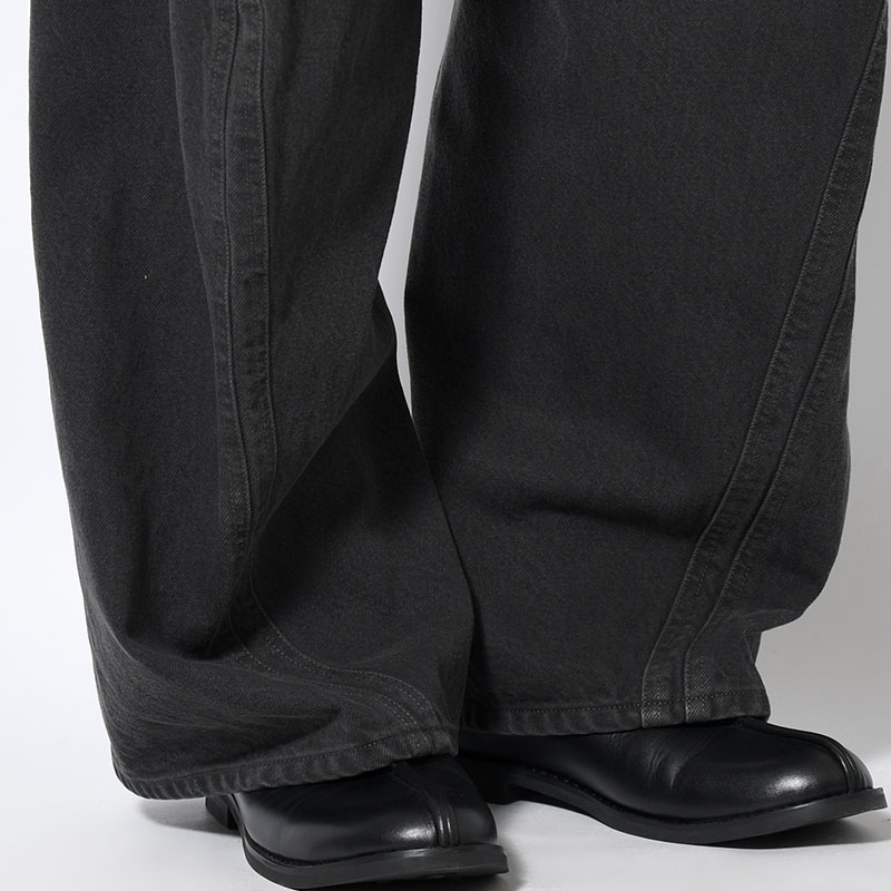 3D TWISTED WIDE LEG JEANS BLACK DENIM -2.COLOR-