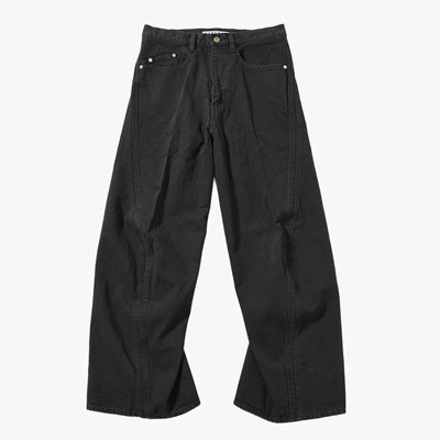 3D TWISTED WIDE LEG JEANS BLACK DENIM -2.COLOR-