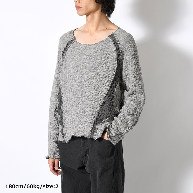 PANELED LONG SLEEVE T SHIRT -2.COLOR-