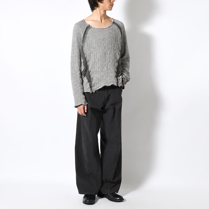 PANELED LONG SLEEVE T SHIRT -2.COLOR-