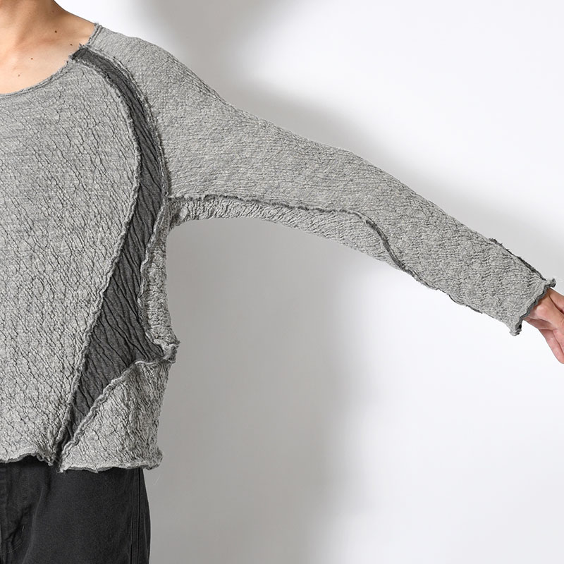 PANELED LONG SLEEVE T SHIRT -2.COLOR-