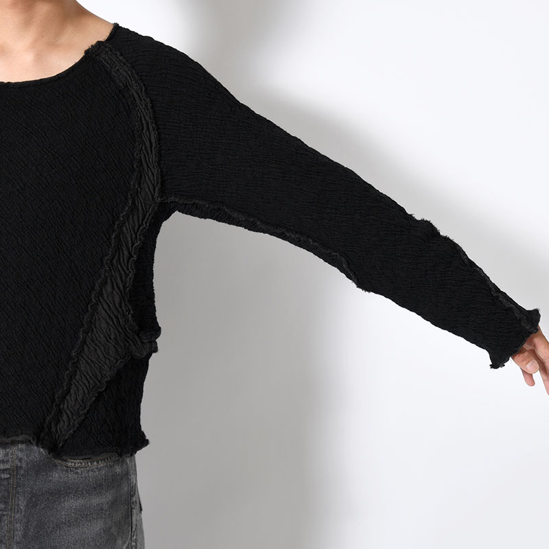 PANELED LONG SLEEVE T SHIRT -2.COLOR-