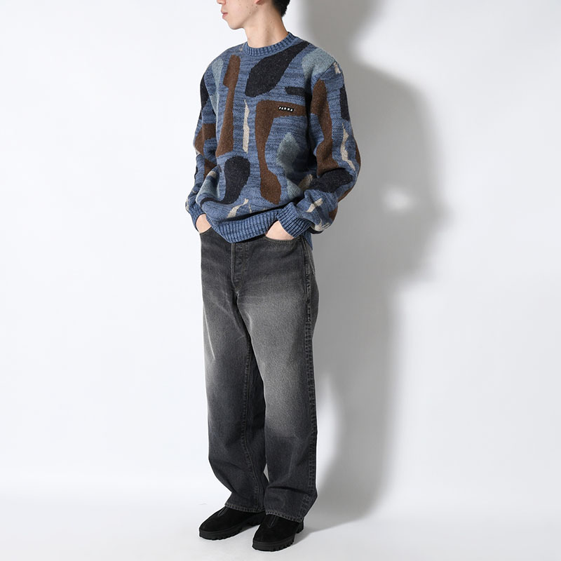 DETACHED KNITTING PULLOVER -BLUE-