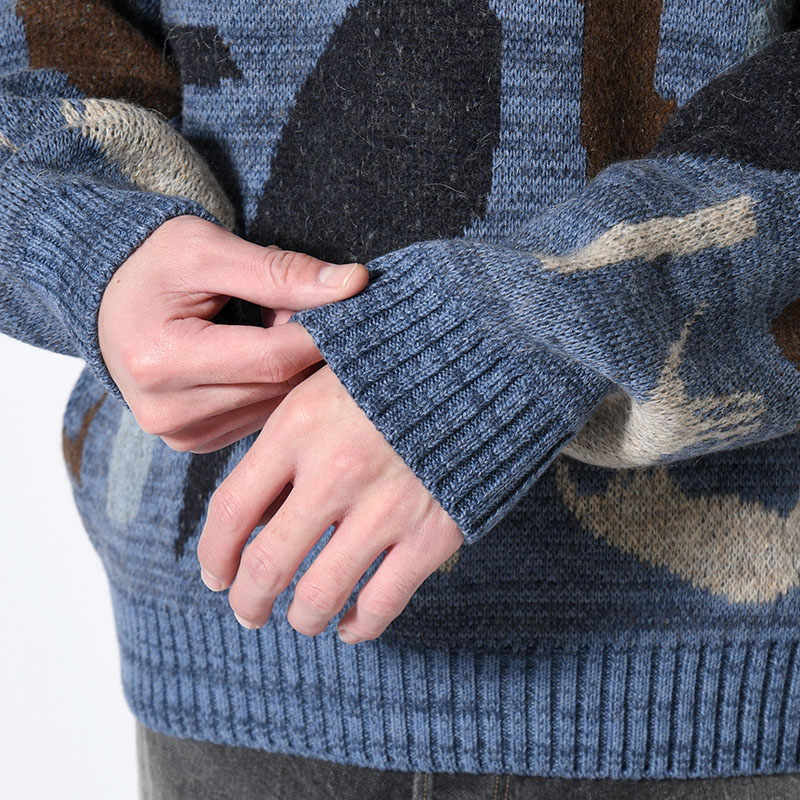DETACHED KNITTING PULLOVER -BLUE-