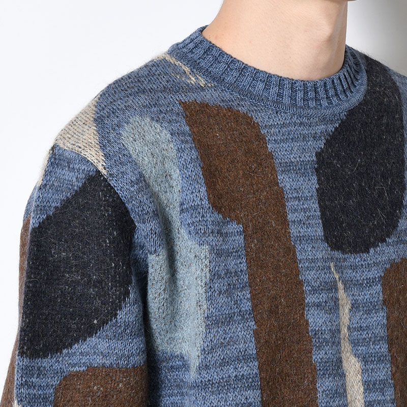 DETACHED KNITTING PULLOVER -BLUE-