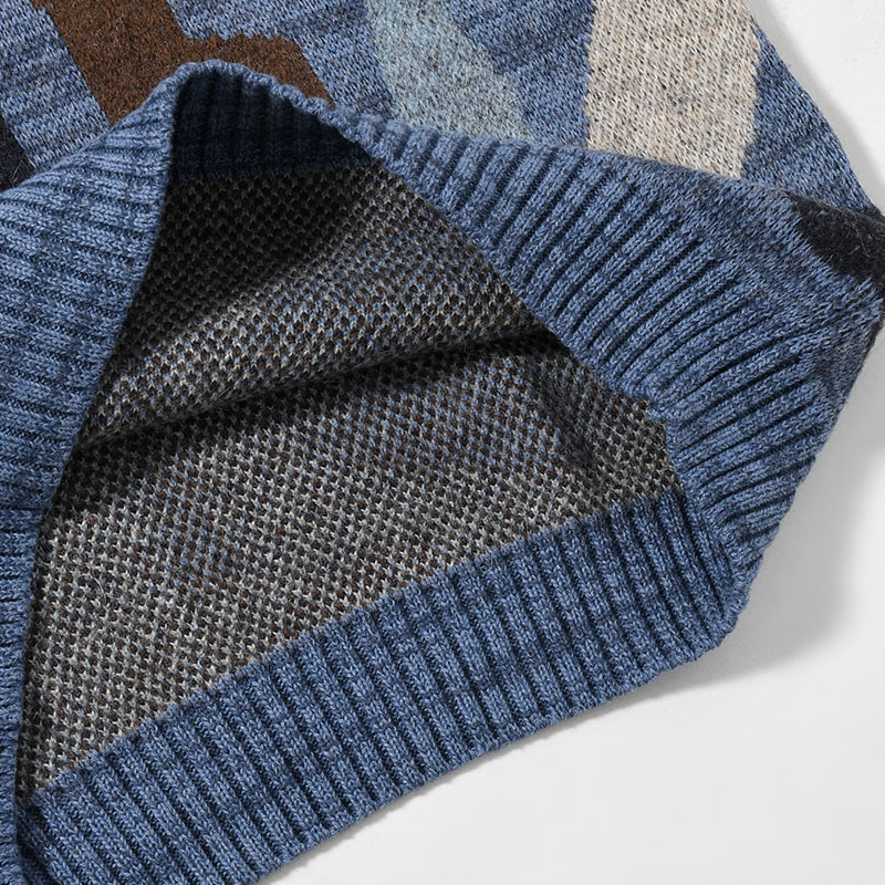 DETACHED KNITTING PULLOVER -BLUE-