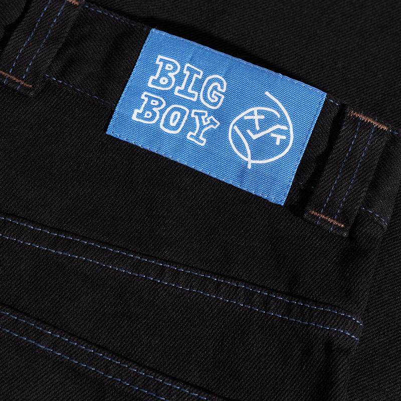 BIG BOY PANTS -BLACK/BLUE STITCHING-