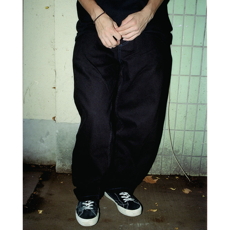 BIG BOY PANTS -BLACK/BLUE STITCHING-