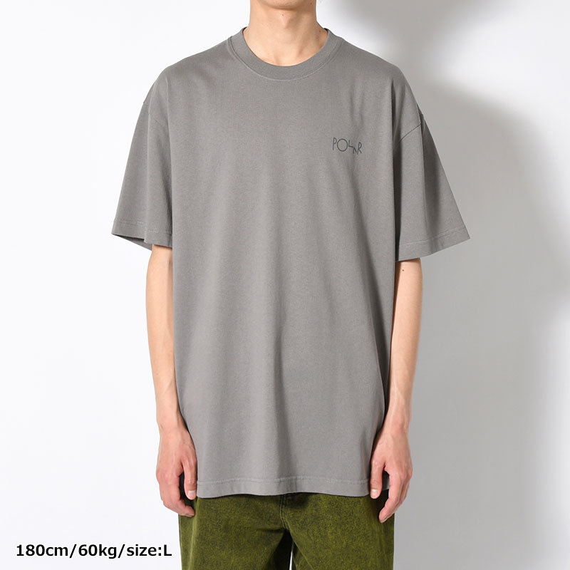 CONTRAST TEE / STROKE LOGO -GREY-
