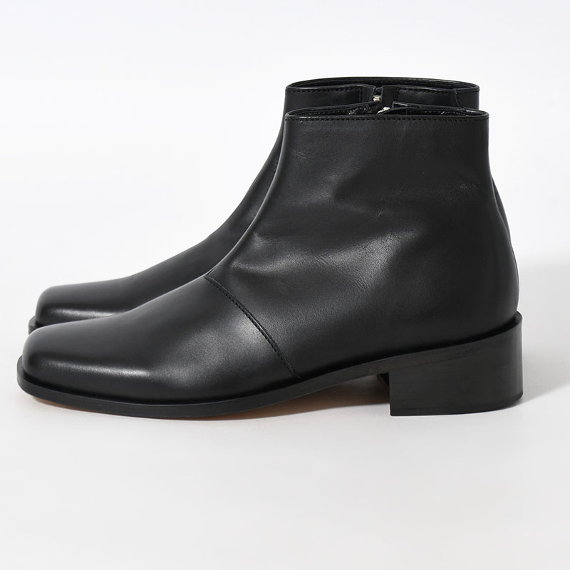 BL SQUARE SIDE ZIP BOOTS -BLACK-