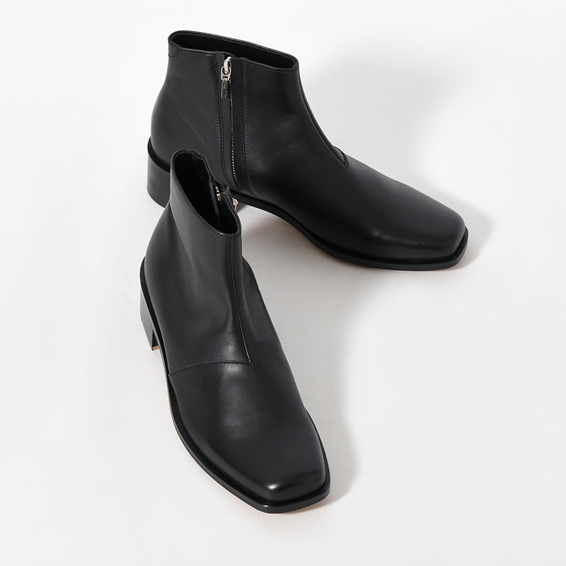 BL SQUARE SIDE ZIP BOOTS -BLACK-