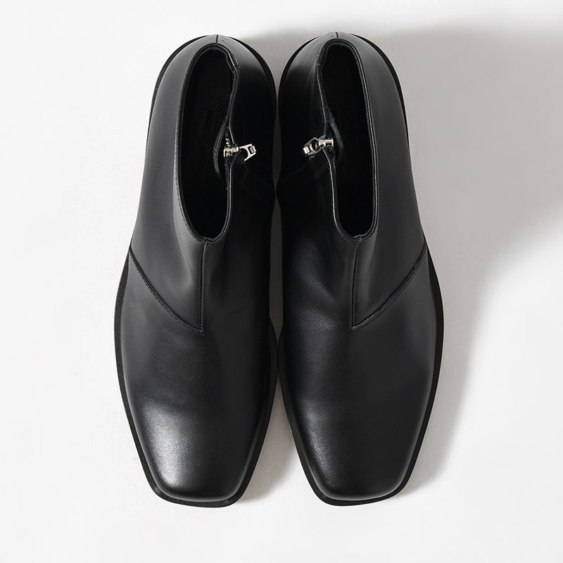 BL SQUARE SIDE ZIP BOOTS -BLACK-