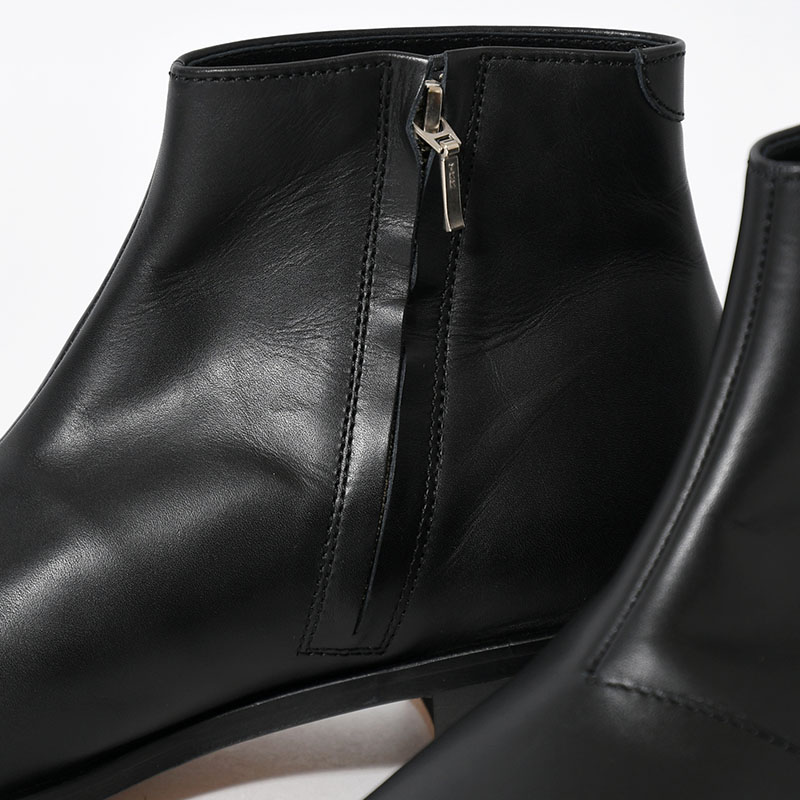 BL SQUARE SIDE ZIP BOOTS -BLACK-