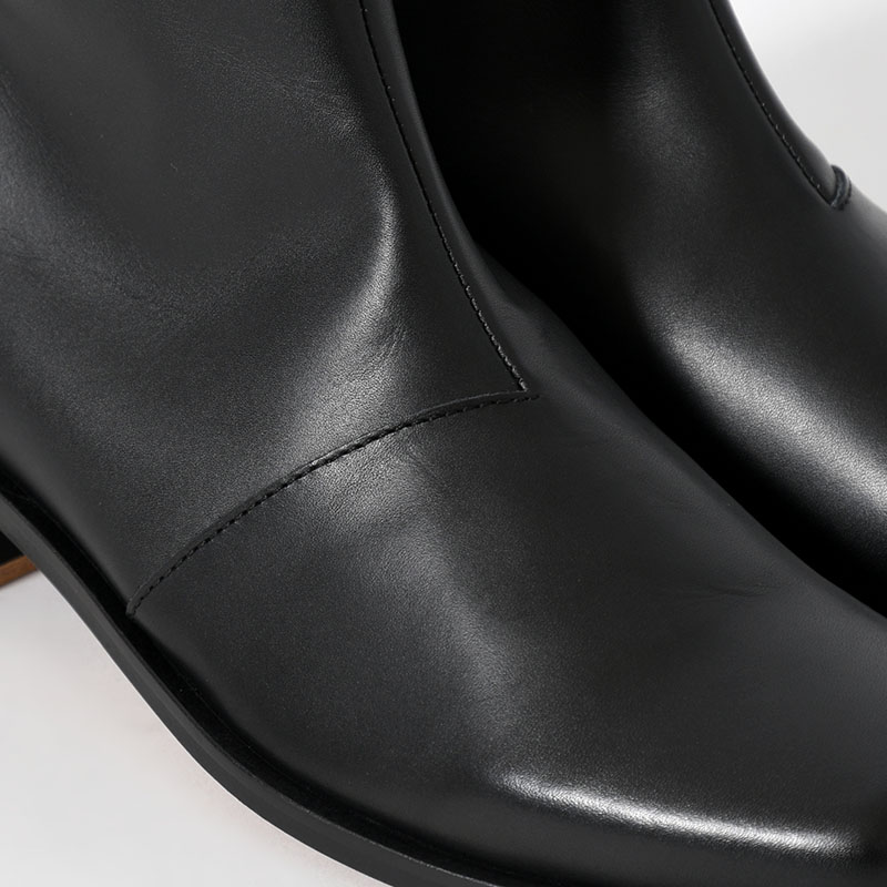 BL SQUARE SIDE ZIP BOOTS -BLACK-