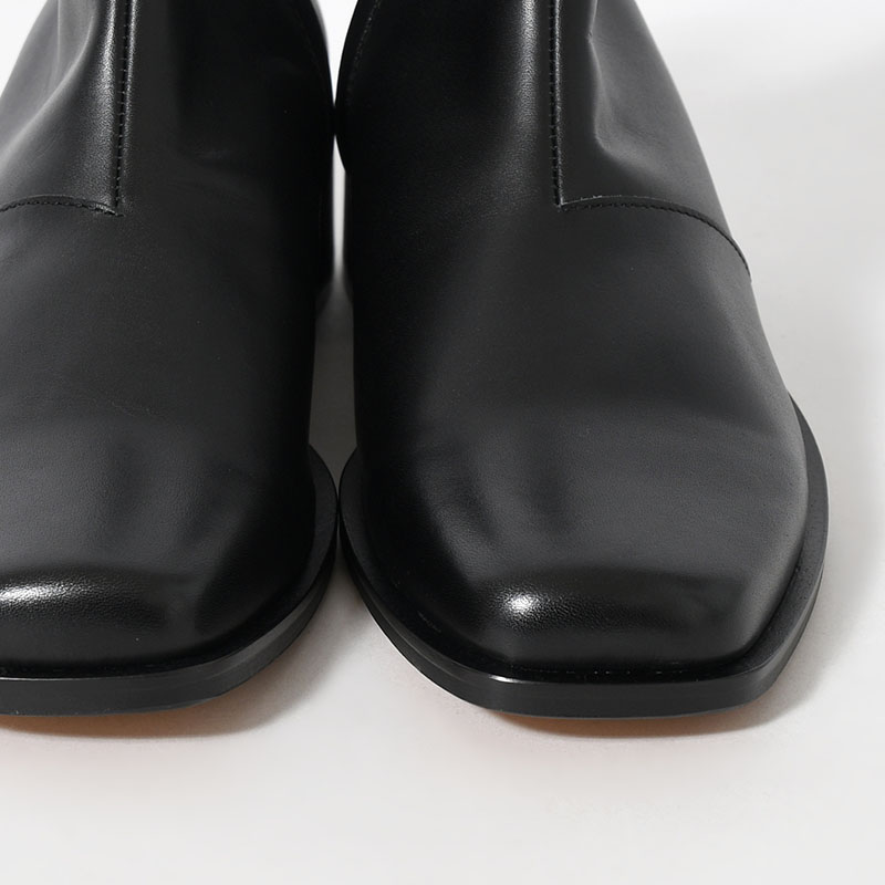 BL SQUARE SIDE ZIP BOOTS -BLACK-