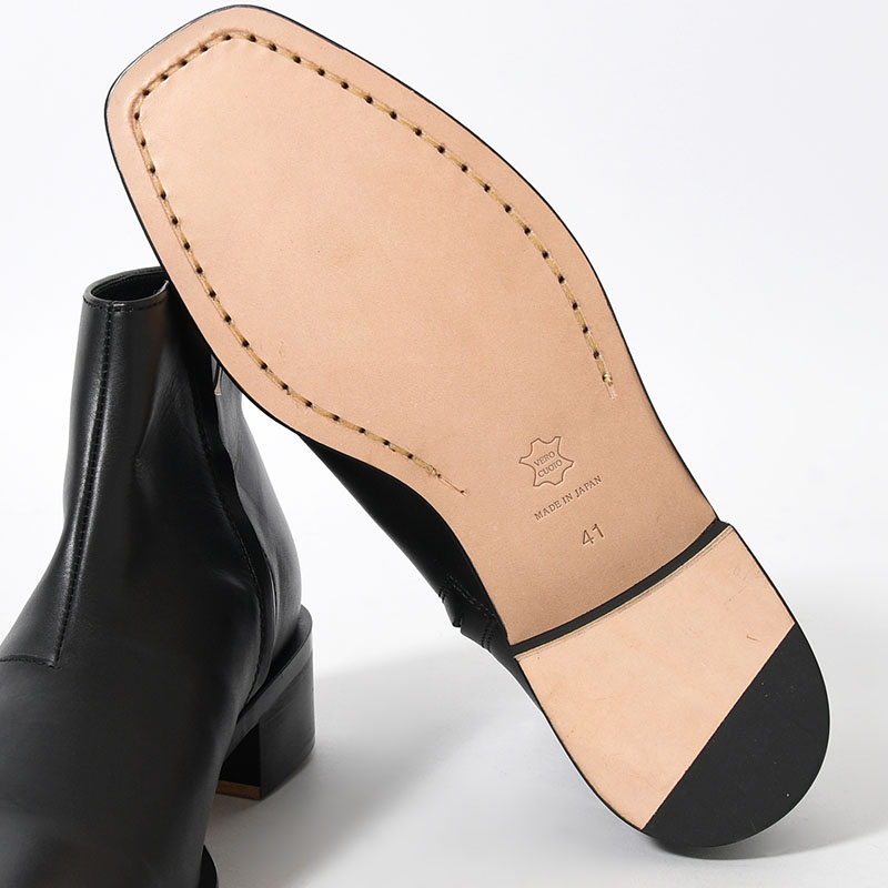 BL SQUARE SIDE ZIP BOOTS -BLACK-