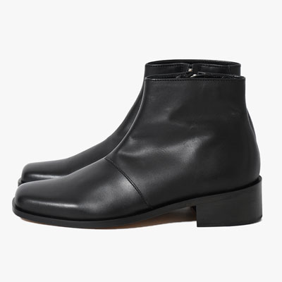 BL SQUARE SIDE ZIP BOOTS -BLACK-
