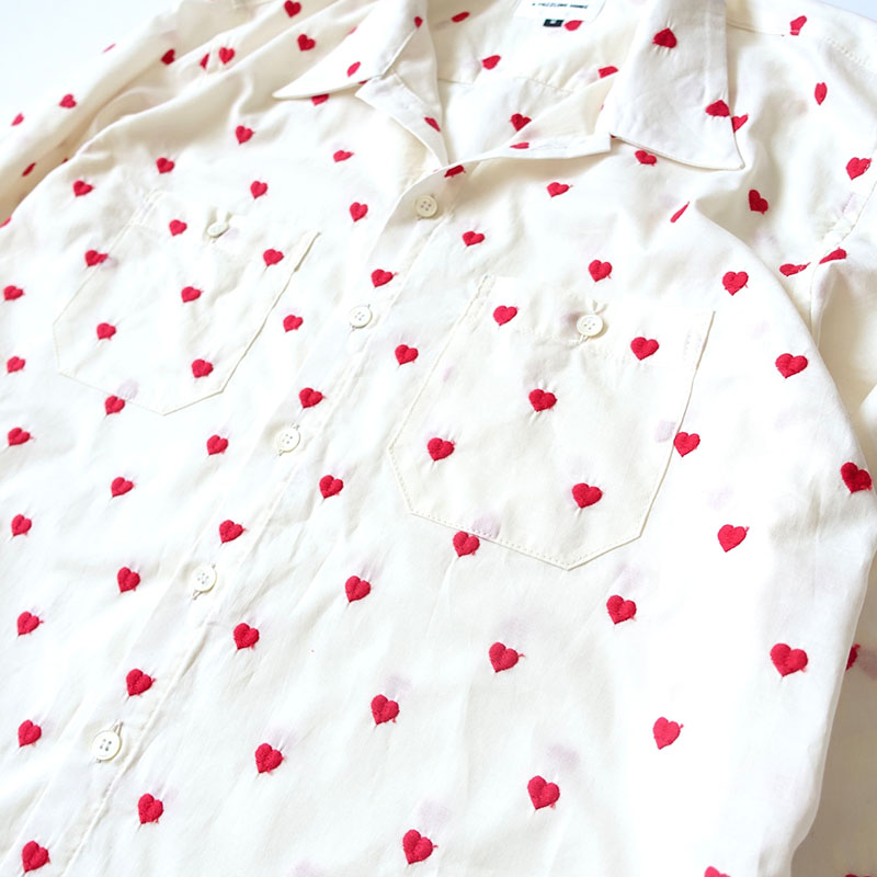 【期間限定:11/10(mon)～16(sun)】EMBROIDERY HEART WORK SHIRTS -2.COLOR-