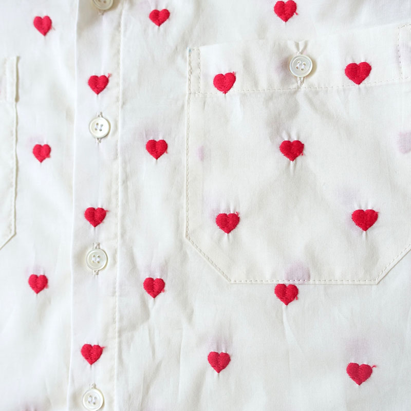 【期間限定:11/10(mon)～16(sun)】EMBROIDERY HEART WORK SHIRTS -2.COLOR-