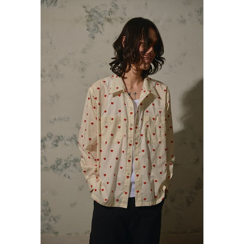 【期間限定:11/10(mon)～16(sun)】EMBROIDERY HEART WORK SHIRTS -2.COLOR-