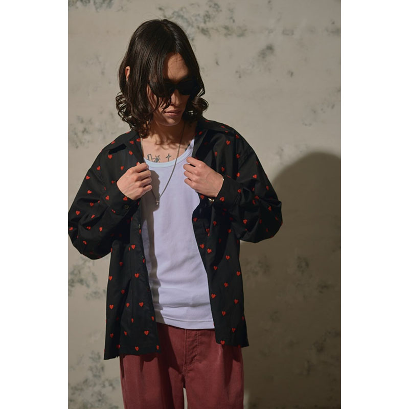 【期間限定:11/10(mon)～16(sun)】EMBROIDERY HEART WORK SHIRTS -2.COLOR-