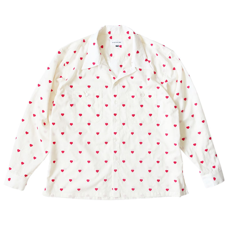 【期間限定:11/10(mon)～16(sun)】EMBROIDERY HEART WORK SHIRTS -2.COLOR-(WHITE)