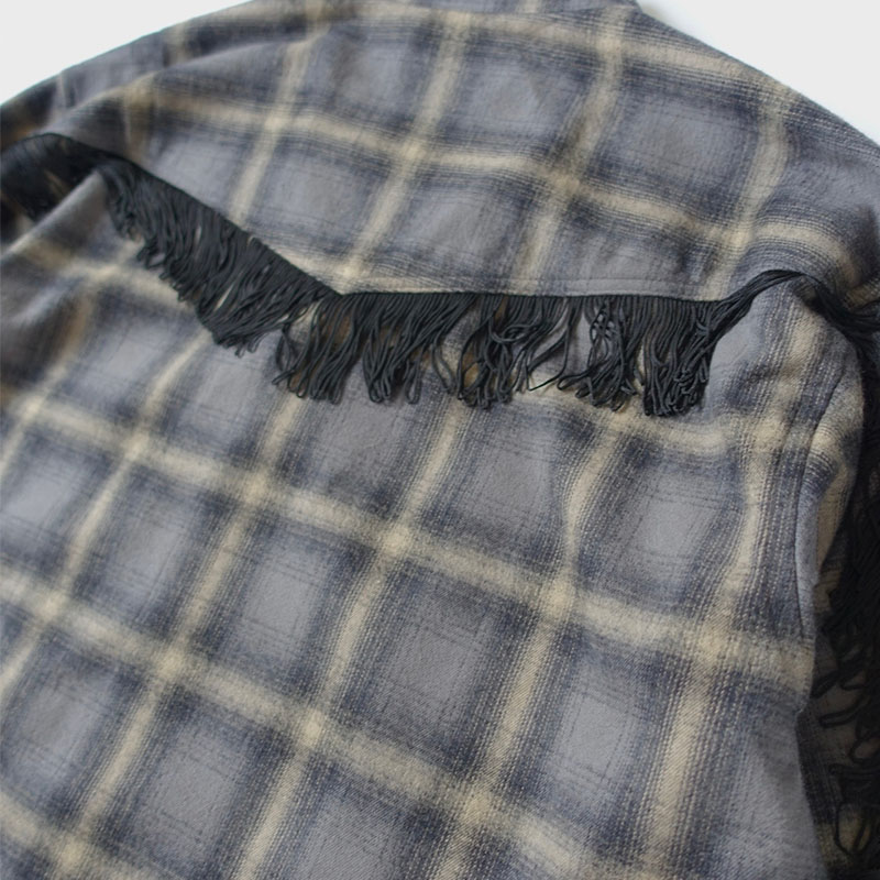 【期間限定:11/10(mon)～16(sun)】OMBRECHECK FRINGE SHIRTS -2.COLOR-