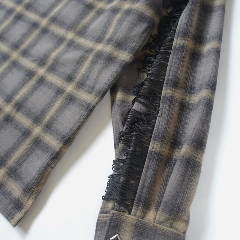 【期間限定:11/10(mon)～16(sun)】OMBRECHECK FRINGE SHIRTS -2.COLOR-
