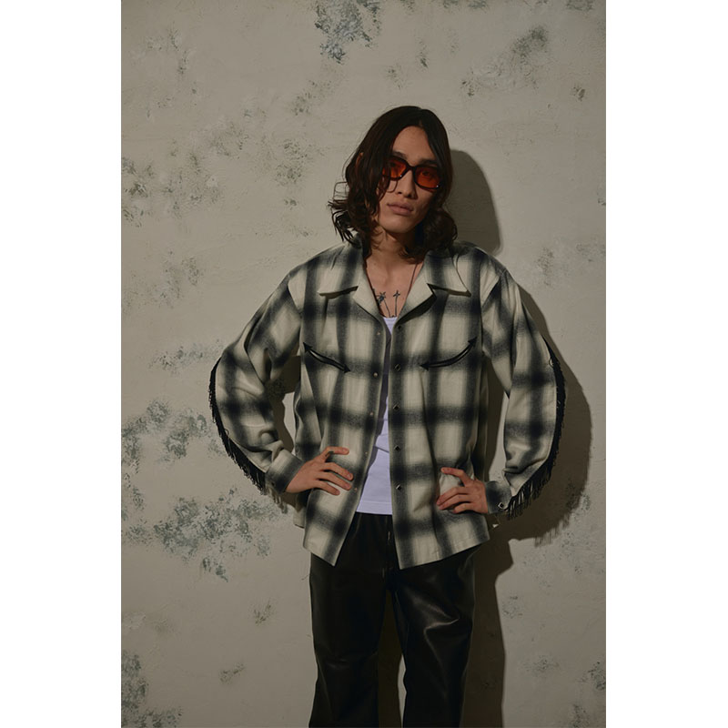 【期間限定:11/10(mon)～16(sun)】OMBRECHECK FRINGE SHIRTS -2.COLOR-