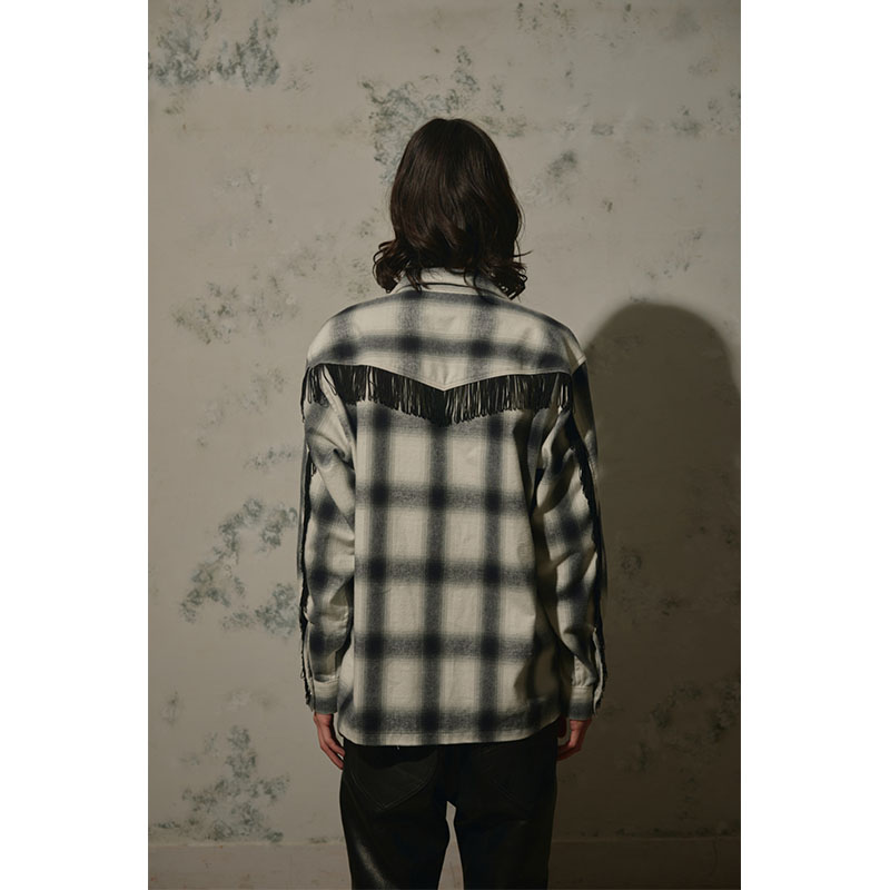 【期間限定:11/10(mon)～16(sun)】OMBRECHECK FRINGE SHIRTS -2.COLOR-