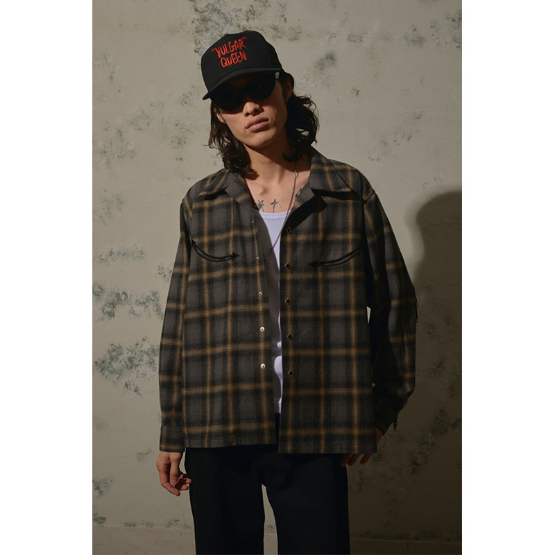 【期間限定:11/10(mon)～16(sun)】OMBRECHECK FRINGE SHIRTS -2.COLOR-