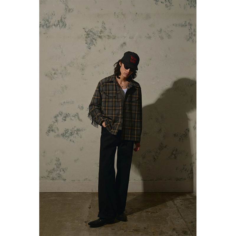 【期間限定:11/10(mon)～16(sun)】OMBRECHECK FRINGE SHIRTS -2.COLOR-