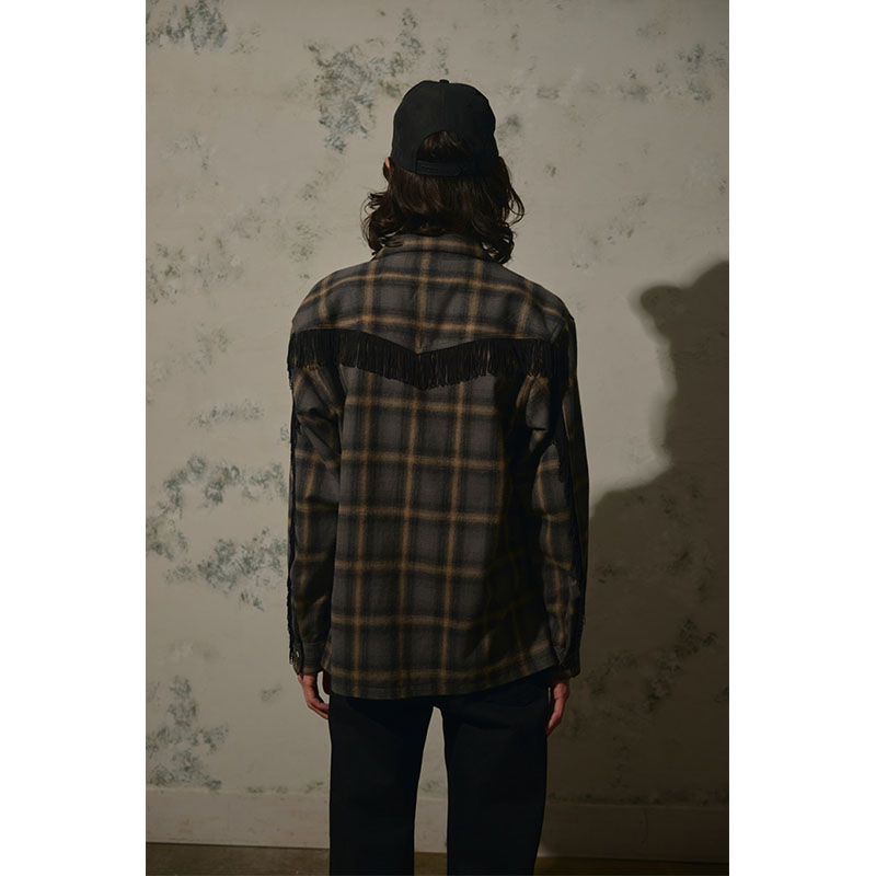 【期間限定:11/10(mon)～16(sun)】OMBRECHECK FRINGE SHIRTS -2.COLOR-