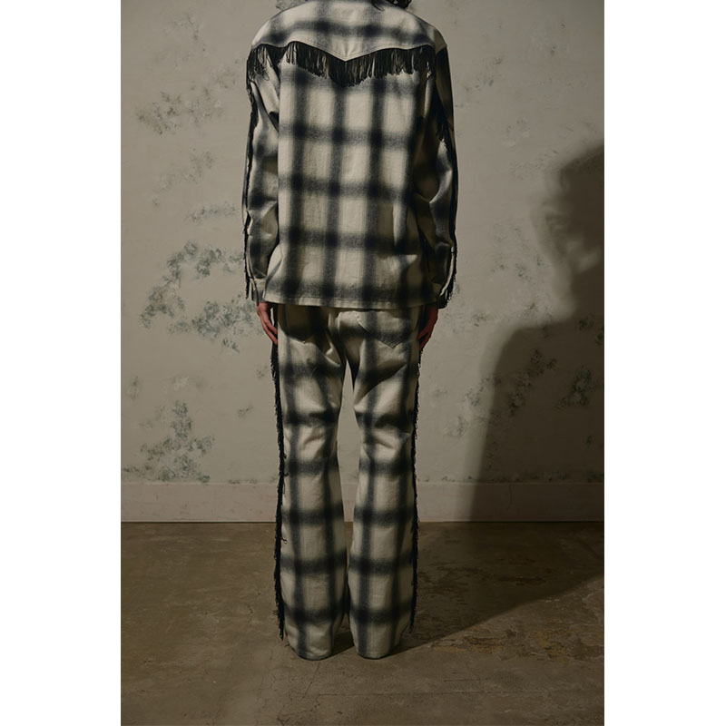 【期間限定:11/10(mon)～16(sun)】OMBRECHECK FRINGE PANTS -2.COLOR-