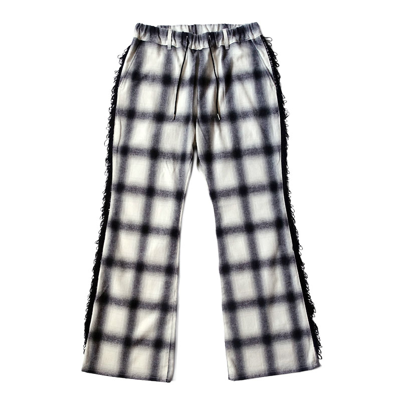 【期間限定:11/10(mon)～16(sun)】OMBRECHECK FRINGE PANTS -2.COLOR-(WHITE)