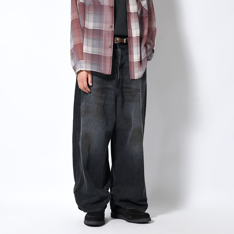 FRESH MAN DENIM WIDE PANTS by EDWIN "USED" -BLACK-
