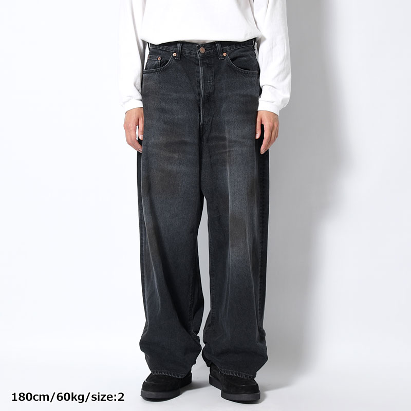 FRESH MAN DENIM WIDE PANTS by EDWIN "USED" -BLACK-