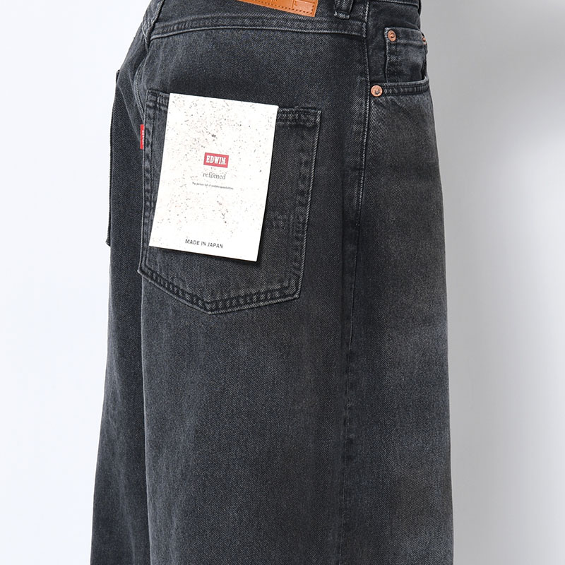 FRESH MAN DENIM WIDE PANTS by EDWIN "USED" -BLACK-