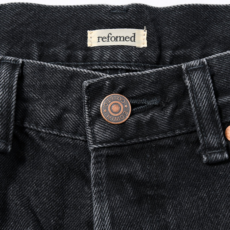 FRESH MAN DENIM WIDE PANTS by EDWIN "USED" -BLACK-