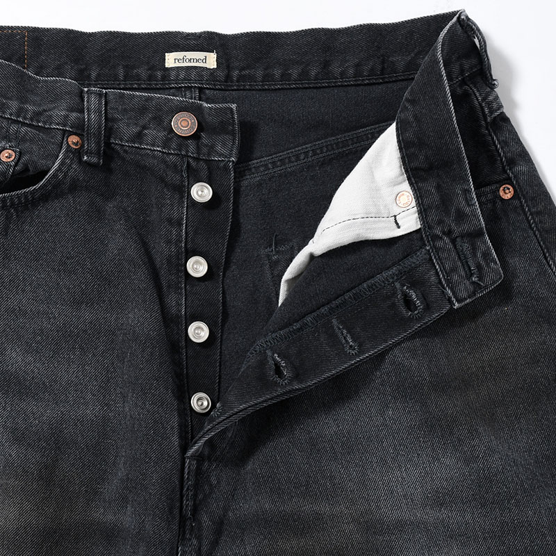 FRESH MAN DENIM WIDE PANTS by EDWIN "USED" -BLACK-