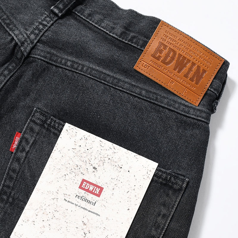 FRESH MAN DENIM WIDE PANTS by EDWIN "USED" -BLACK-