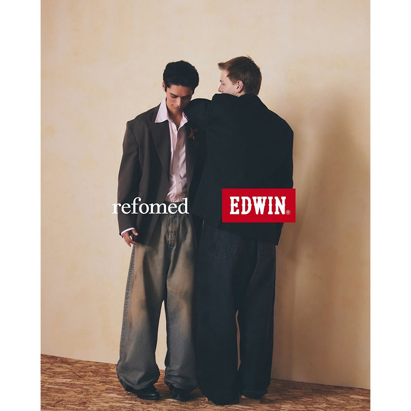 FRESH MAN DENIM WIDE PANTS by EDWIN "USED" -BLACK-
