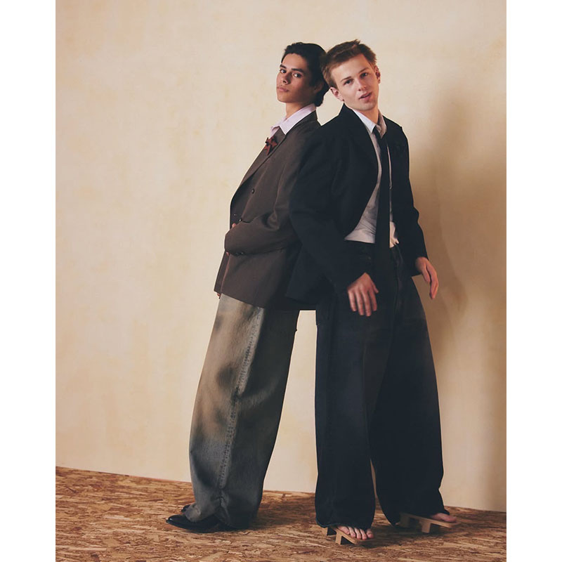 FRESH MAN DENIM WIDE PANTS by EDWIN "USED" -BLACK-