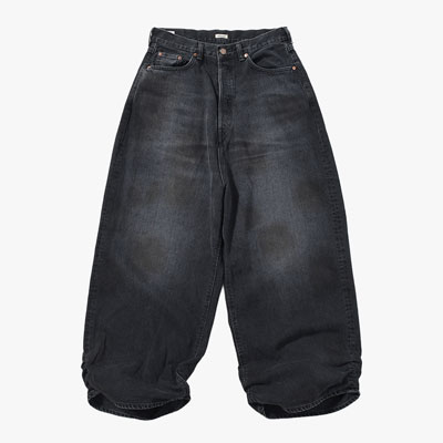 FRESH MAN DENIM WIDE PANTS by EDWIN "USED" -BLACK-