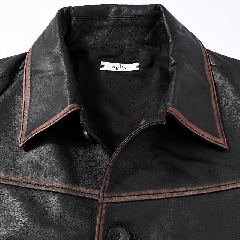 LAMB LEATHER JACKET -REDDISH BROWN VIN-